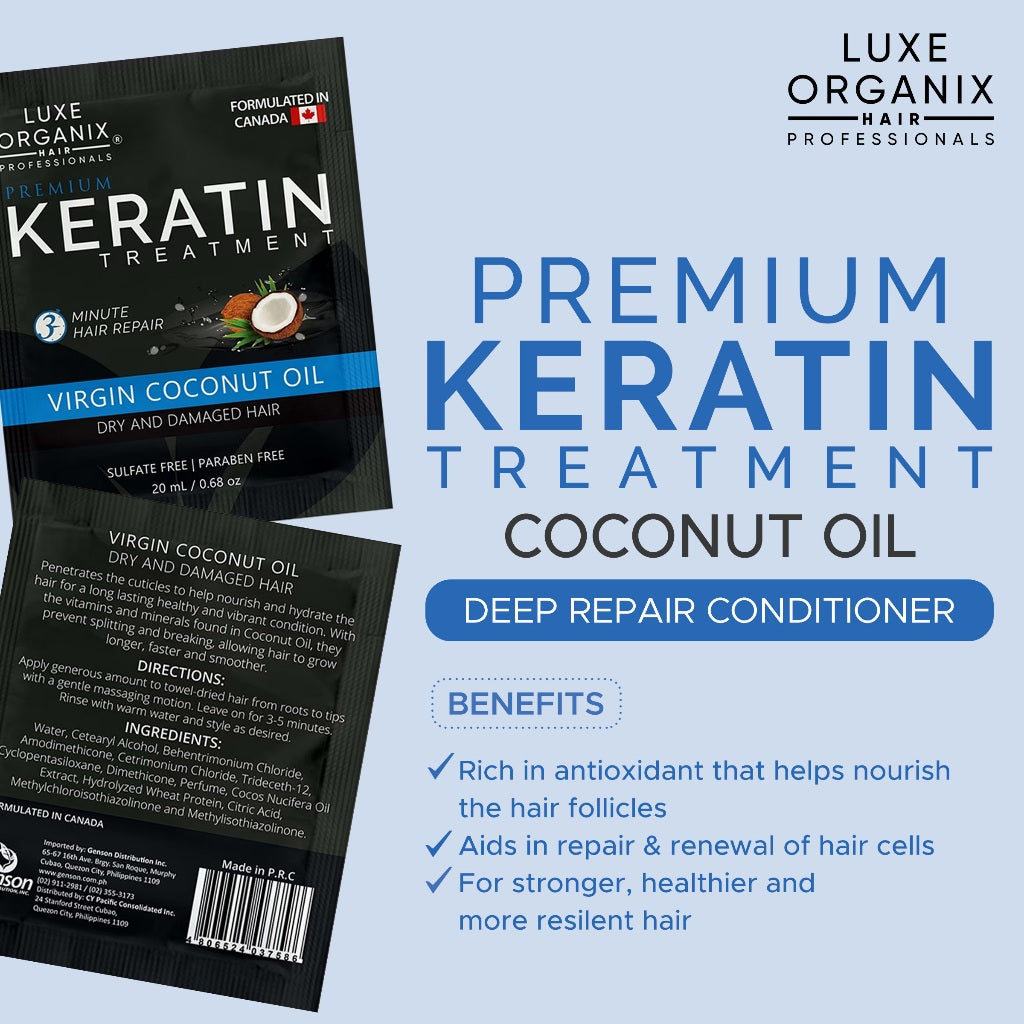 Luxe Organix Keratin Treatment Virgin Coconut Oil 20 mls x 6 sachets