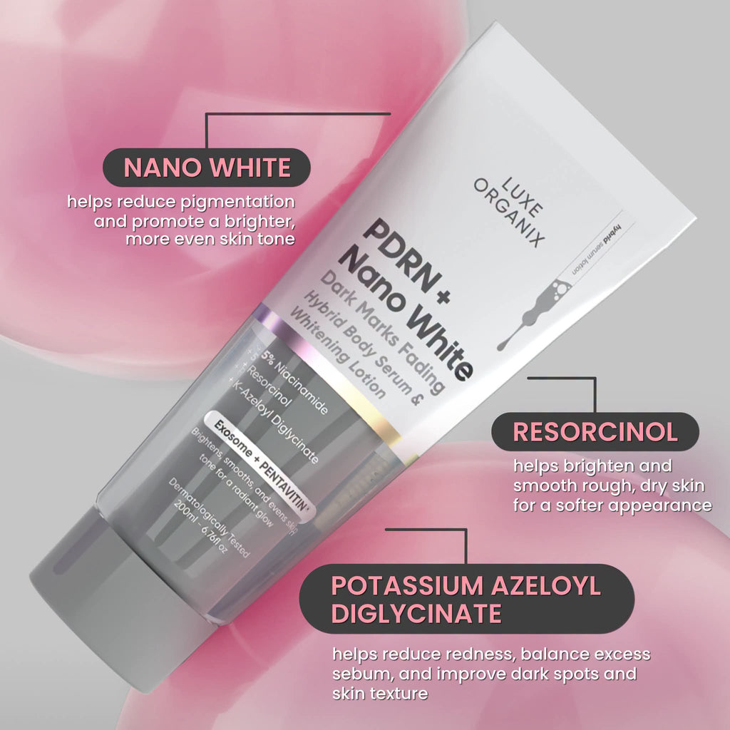 Luxe Organix PDRN + Nano White Body Serum and Whitening Lotion