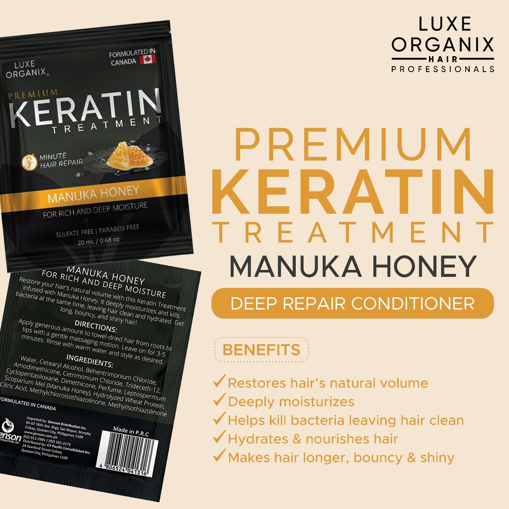 Luxe Organix Keratin Treatment Manuka Honey 20 mls x 6 sachets