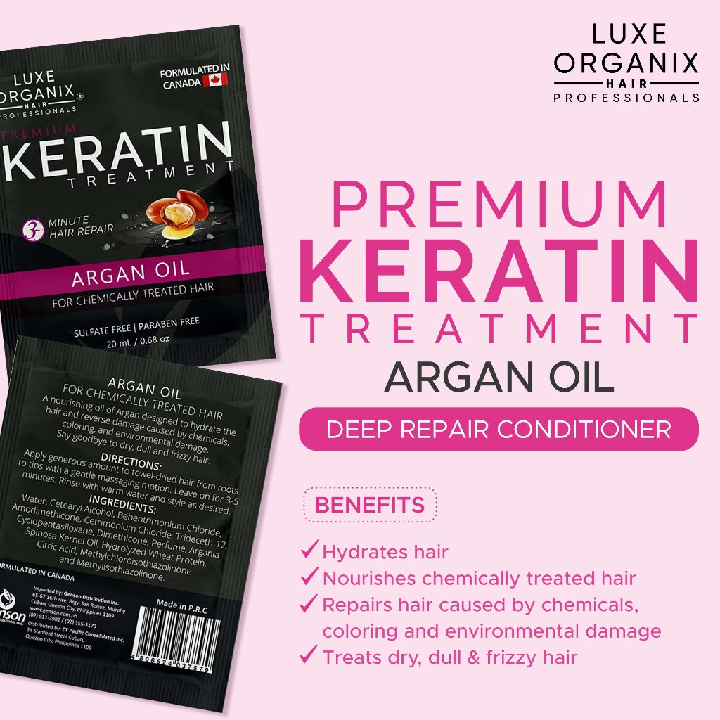 Luxe Organix Keratin Treatment Argan Oil 20 mls x 6 sachets