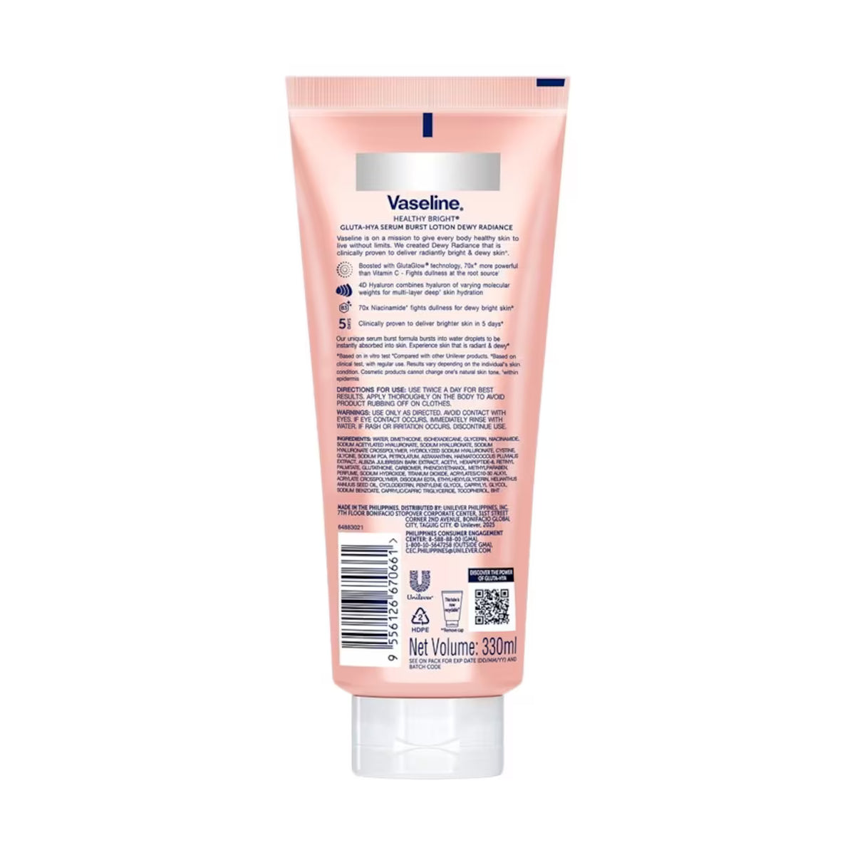 Vaseline Gluta-Hya Dewy Radiance Serum Burst Lotion 330 ml