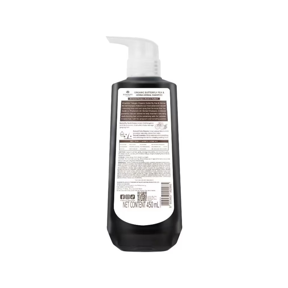 Khaokho Talaypu Organic Butterfly Pea and Henna Herbal Shampoo 450 ml