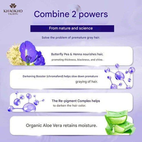 Khaokho Talaypu Organic Butterfly Pea and Henna Herbal Shampoo 450 ml